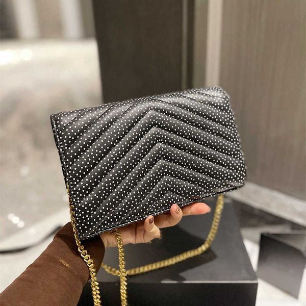 

2022 french classic chain flap white dot envelope bag leather mitation designer handbags large capacity 20cm outdoor sacoche messenger bags