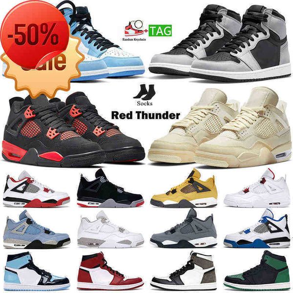 

st quality men basketball shoes 4 4s sneakers red thunder sail black cat white oreo tour yellow 1s university blue zapatos twist