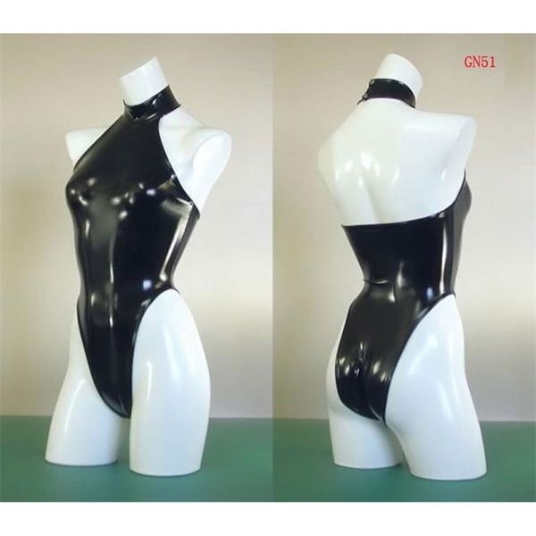 

other panties high cut swimsuit neck halter bodysuit black swimwear body suit latex catsuit night club dance wear 220928, Red;black