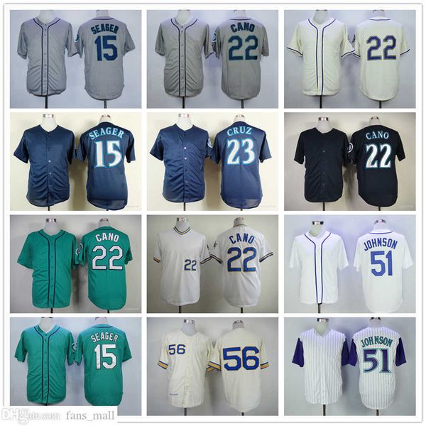 

man women youth mitchell and ness baseball jersey vintage 15 kyle seager 22 robinson cano 23 nelson cruz 51 suzuki ichiro 56 jim bouton jers, Blue;black