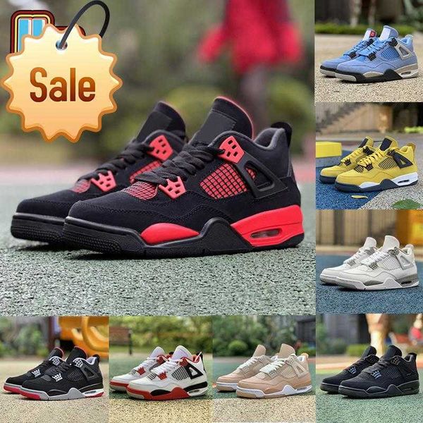 

university blue 4 4s men basketball shoes sneaker red thunder white oreo metallic purple black cat shimmer cool grey bred fire red mens q