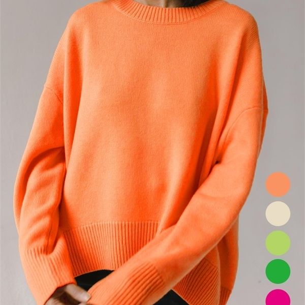

women's sweaters basic oversize for women autumn rose red knitted pullover candy colors winter warm soft o neck baggy jumper 220927, White;black