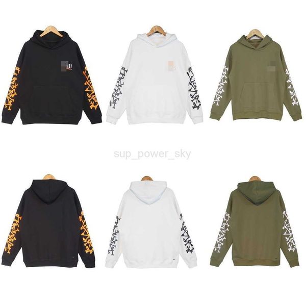 

mens hoodies amirs designer sweatshirts fashion new autumn new round neck bone letter printed hoodie, Black