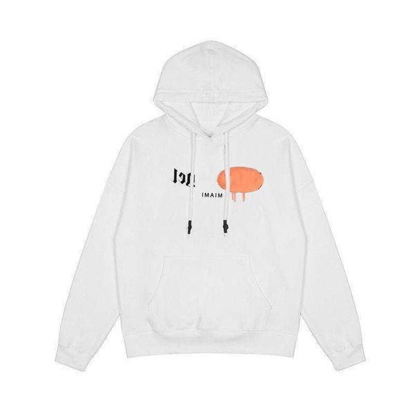 

2022 fashion brand luxury hoodie autumn and winter men and women loose spray graffiti sweatshirts white and orange, Black