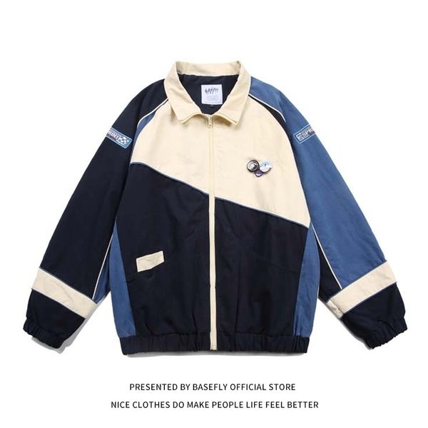 

men's jackets arrival autumn patchwork cotton high street denim jacket men baseball bomber women boyfriend style varsity coat chic 2209, Black;brown