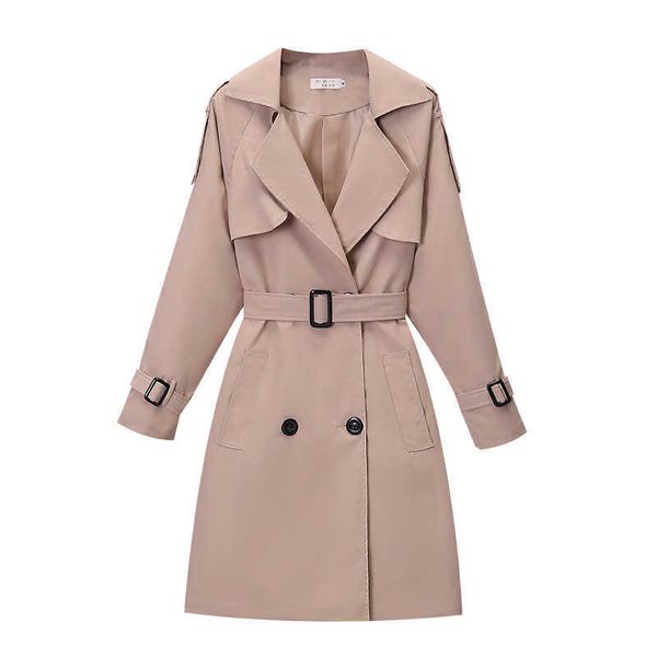 

trench coats khaki double-breasted women's windbreaker spring/summer korean slim turn down collar ladies outwear plus size casual trenc, Tan;black