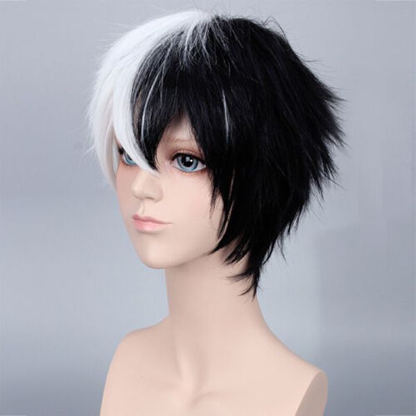 

women black white cosplay anime party hair wig heat resistant wig