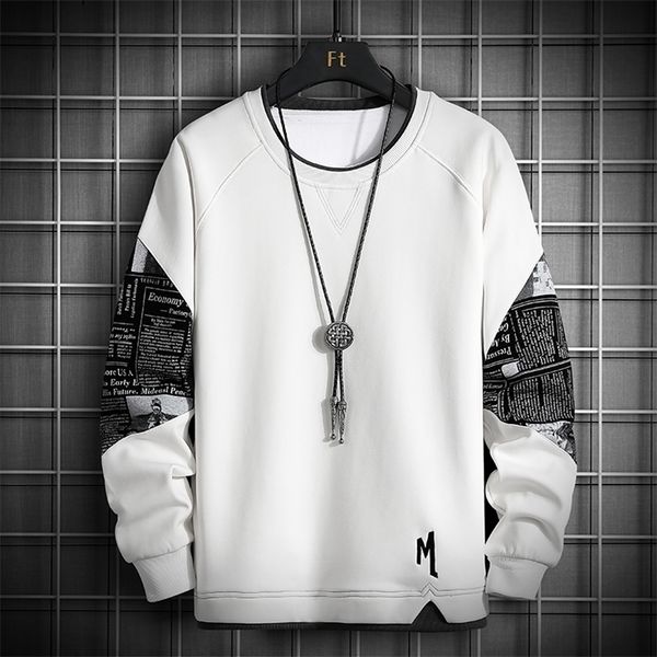 

men's hoodies sweatshirts men harajuku hoodie casual hip hop sweatshirt stitching print hoodie male o-neck fashion mens clothing multi, Black
