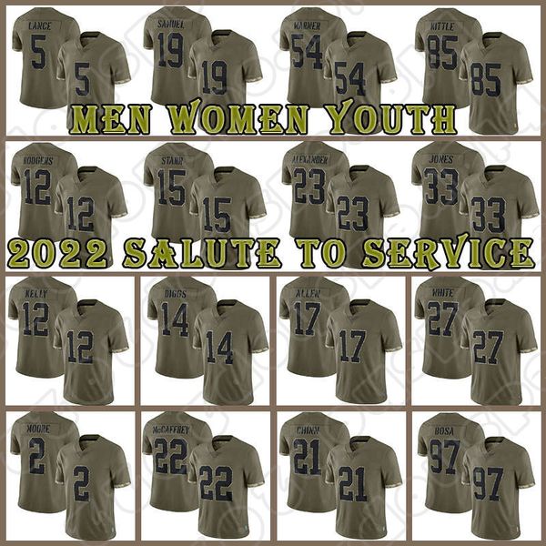 

josh allen stefon diggs football billes trey lance jim kelly buffalos 2022 salute to service jersey aaron rodgers george kittle aaron jones, Black;red