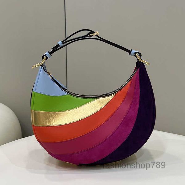 

evening bags moon new leather half underarm crescent bag patchwork colour inlaid leathers handbag shoulder bags iridescence ladies lettersmu