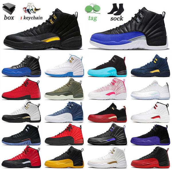 

jumpman 12 xii original og basketball shoes hyper royal sports utility grind twist playoffs flu game university gold ovo gym royalty men jor, Black