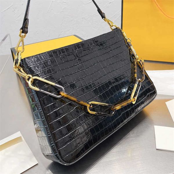 

women luxury bags f leather pouch baguette handbag designer tapestry fabric pouch print crossbody chain handle shoulder bags purse fashion