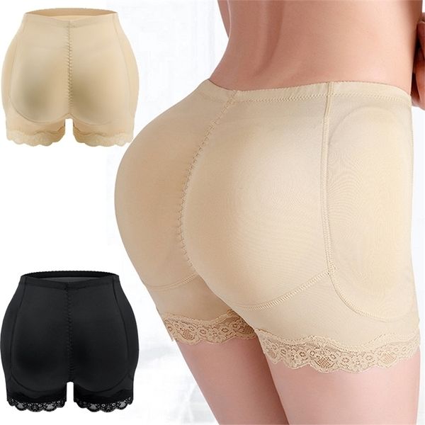 

women's shapers butt lifter pants women fake buttocks plump hips large size body shaping panties lace fake ass with pad boxer shapewear, Black;white