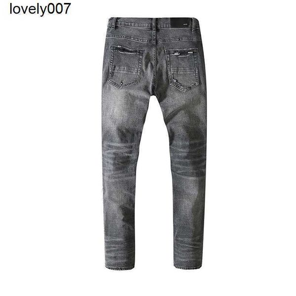 

dsigner men's jeans amirs jeans wash black patchwork holes old patchwork damage gradient jeans loose, Blue