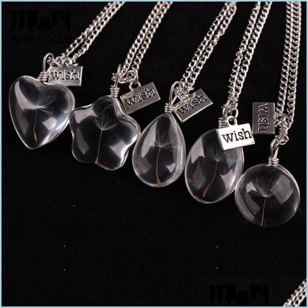 

pendant necklaces dandelion wish necklace real flowers pendants sier chain women vintage jewelry bohemian crystal necklaces drop deli dhpac, Silver