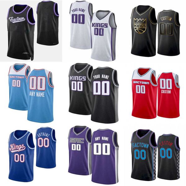

75th custom jersey sacramento''kings''men women youth 24 buddy hield de'aaron 5 fox 40 harrison barnes 35 marvin ba, Black;red