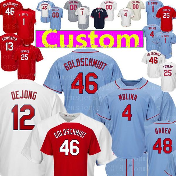 

baseball custom 12 paul dejong 61 genesis cabrera 46 paul goldschmidt jersey 13 matt carpenter 60 john brebbia 48 harrison bader 50 wainwrig, Blue;black