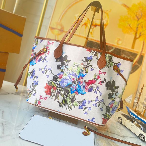 

garden handbag tote shopping bag women shoulder bags floral pattern leather handle fashion letters large capacity pocket zip pouch 31cm m213