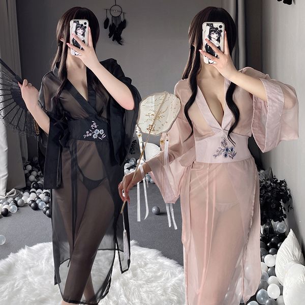

other panties erotic lingerie chinese style embroidered hanfu dress uniform temptation passion pajamas midnight cosplay glamour suit 220928, Red;black