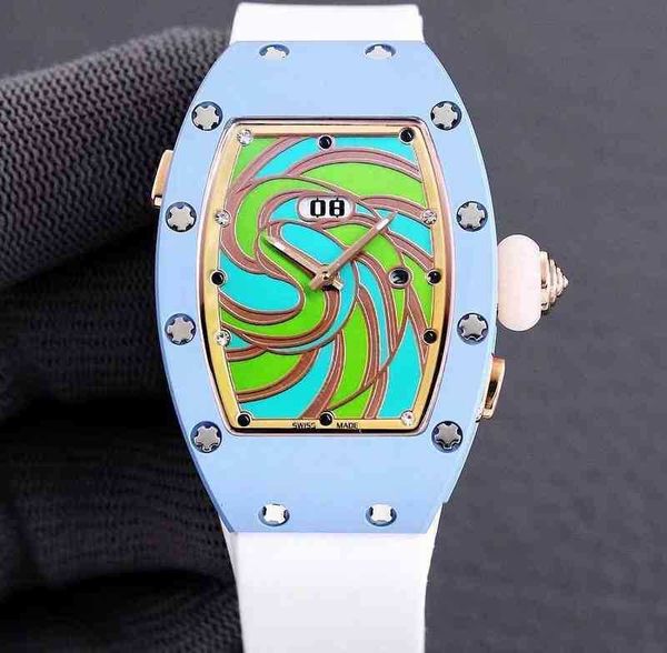 

richa milles business leisure rm037 fully automatic mechanical watch ceramic case tape women's aq7k, Slivery;golden