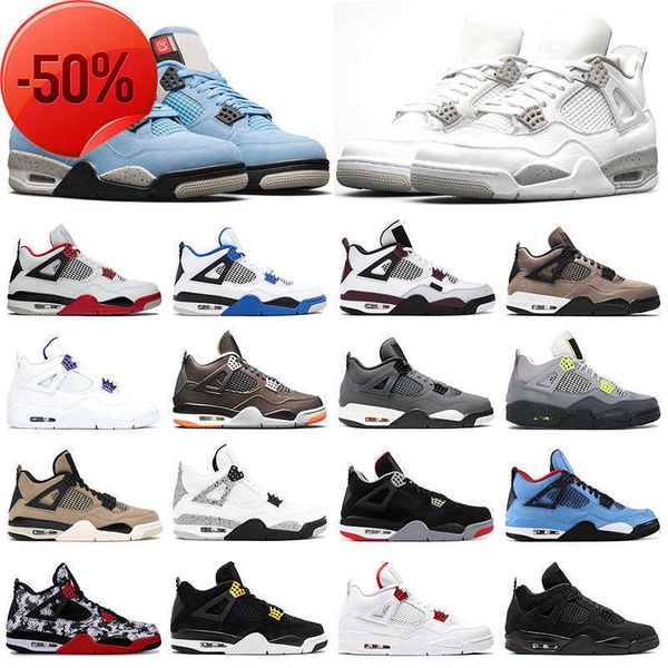 

4 mens sneakers basketball running shoes 4s white oreo cement university blue starfish fire red purple metallic womens sports trainers size