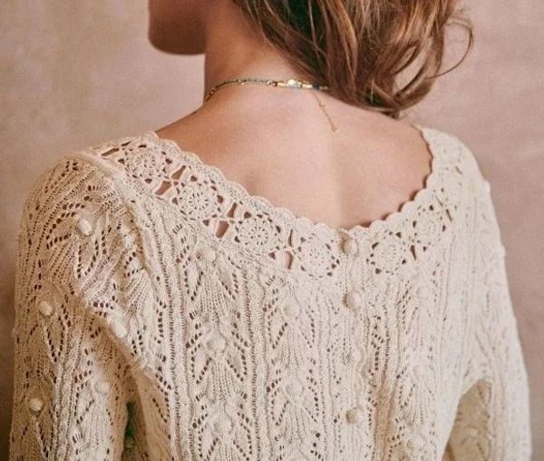 

women's knits tees spring women's crocheted knit sweater lady long sleeve hollow out cardigan knitwear outwear double wear for ho, White