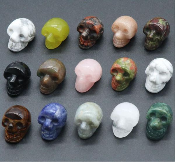

natural stone carved skull decoration tiger's eye rose quartz healing crystal halloween gift room ornament, Black