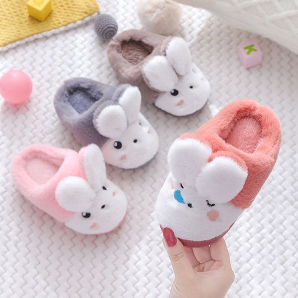 

slipper children  furry slippers for boys and girls indoor home soft bottom non slip cute cartoon warm kids 220928, Black;grey