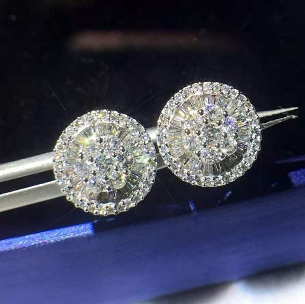 

designer designs high-end sparkly round women's earrings with zircon silver-plated floral earrings accessories, Golden;silver