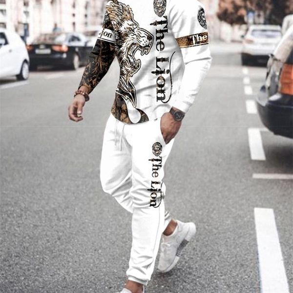 

men's tracksuits long sleeve set the lion king autumn and winter 3d printed suit sportswear 220928, Gray