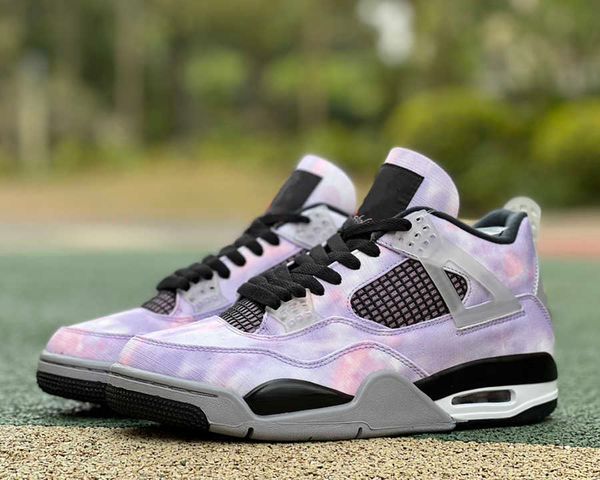 

jumpman 4 zen master basketball shoes authentic quality amethyst wave/bright crimson-black-cement grey outdoor sports sneakers with original