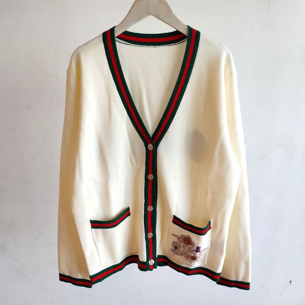 

910 2022 runway summer brand same style sweater crew neck long sleeve cardigan white women's sweaters qian, White;black
