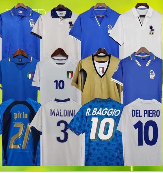 

1982 italys retro soccer jersey 1990 1996 1998 2000 home football 1994 maldini baggio donadoni schillaci totti del piero 2006 pirlo inzaghi, Black;yellow