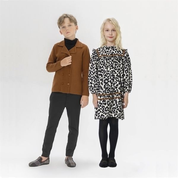 

clothing sets fall teen girls dresses matching boy blazer overalls baby romper family clothes cotton floral brown velvet trim #7201 220928, White