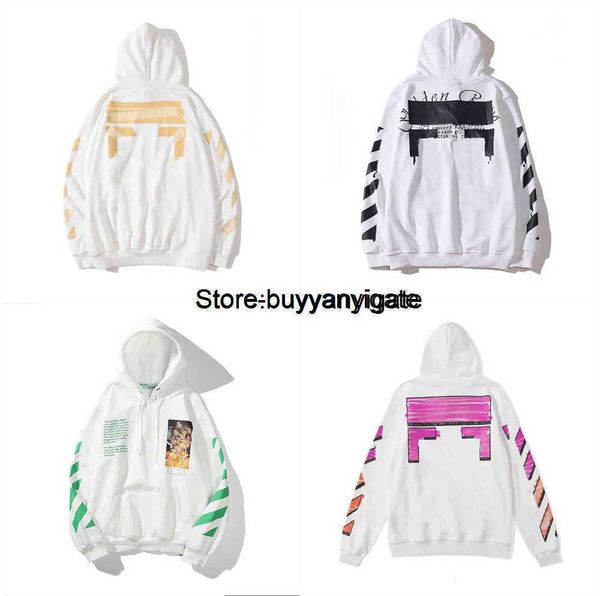 

luxury designer mens fashion hoodie pure cotton off mona lisa print speed bump arrow geometric pattern hip hop street couple 79e5, Black