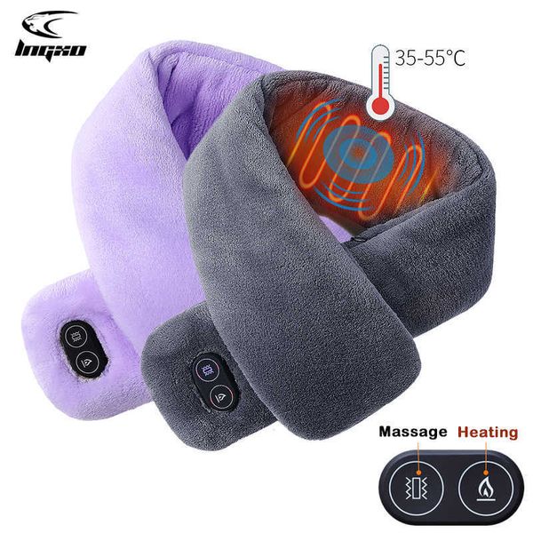 

scarves 2021 usb heated scarf women and men smart heating solid color vibration massage waterproof winter female y2209, Blue;gray