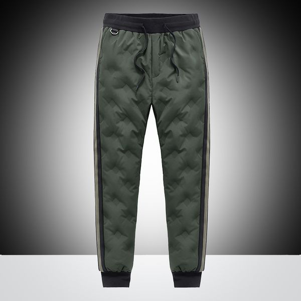 

new fashion men thicken fleece sweatpants winter men's outdoor jogger down pants waterproof thermal casual pant sportwears, Black