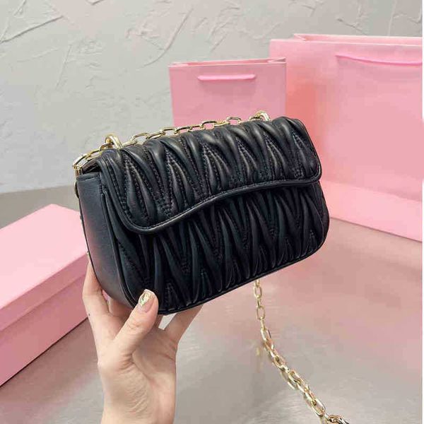 

evening bags shoulder crossbody women wrinkled leather purse high qulity vintage brushed metal handbag chain pleated lady clutch 220905