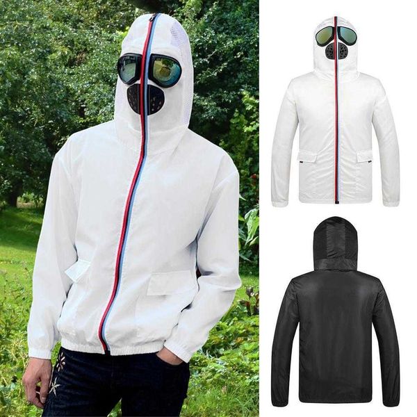 

men's jackets 2021 men/women jacket hooded glasses sun protection clothing ultraman jacket alien thin windbreaker fashion couple jacket, Black;brown