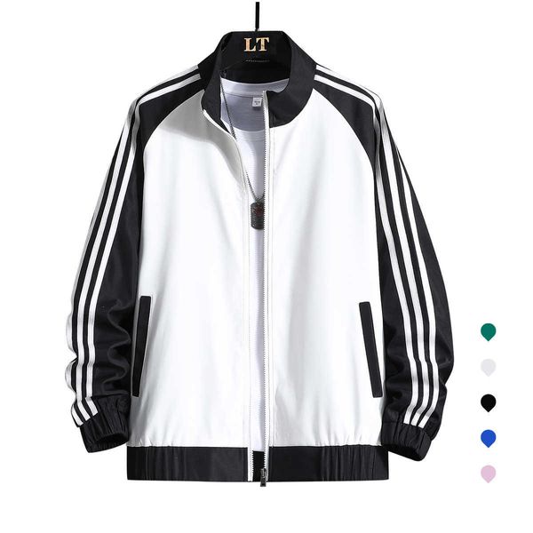 

men's jackets oversize men's patchwork baseball jackets for men stripe windbreaker zipper college style couples coats women haraju, Black;brown