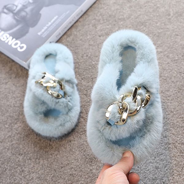 

slipper fashion winter kids shoes for girl cloud plush slippers home sandal infantil children furry flip flops candy 220928, Black;grey