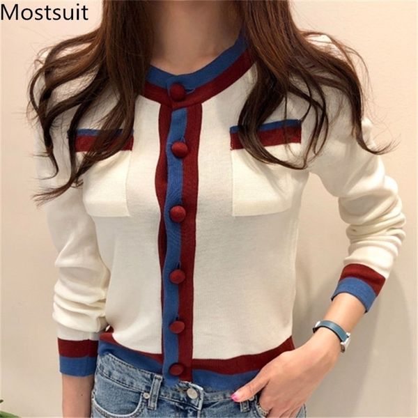 

women's jackets autumn korean color-blocked knitted cardigans sweaters women long sleeve single-breasted pockets fashion ladies femme, Black;brown