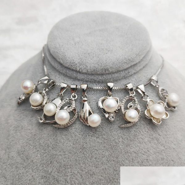 

pendant necklaces fashion freshwater pearl necklace sliver pendant mix styles diy for women jewelry with chain christmas wedding gift dhmo1, Silver