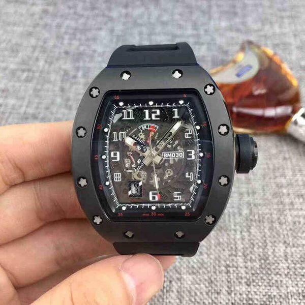 

watches wristwatch luxury richa milles designer men's automatic mechanical watch ceramic hollow out personalized rubber band calendar l, Slivery;brown
