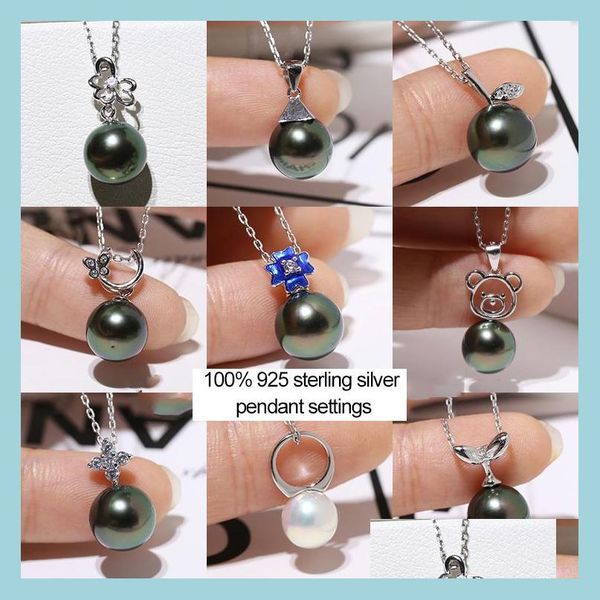 

jewelry settings 100% 925 sterling sier pendant settings diy 24 styles pearl necklace forwomen fashion jewelry with chain wedding dro dhqku, Slivery;crystal