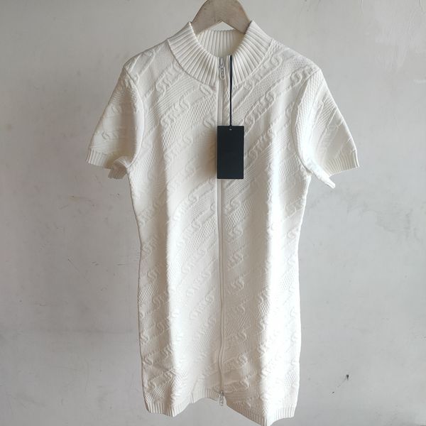 

916 2022 milan runway autumn women's sweaters short sleeve women's crew neck pullover white kint dress yidao, White;black