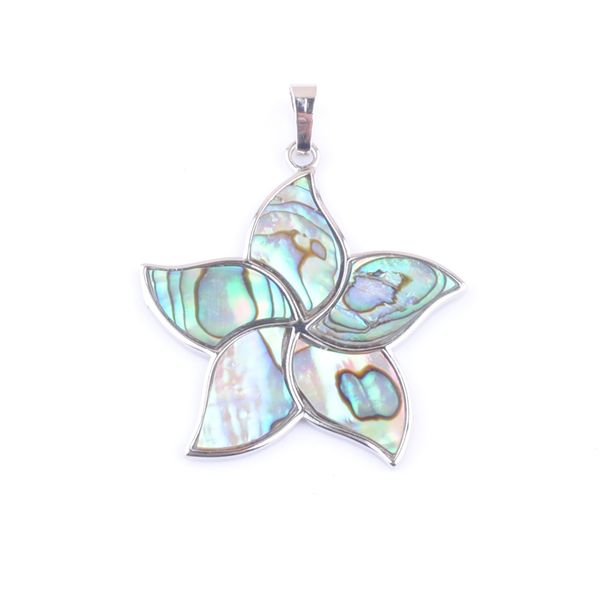 

natural new zealand abalone shell gem stone pendant beads pentagram flower women men jewelry n3579, Silver