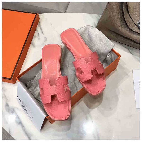

slides original slipper oran 2022 designer herme h women sandals organ summer 2022 leater flat beac, Black