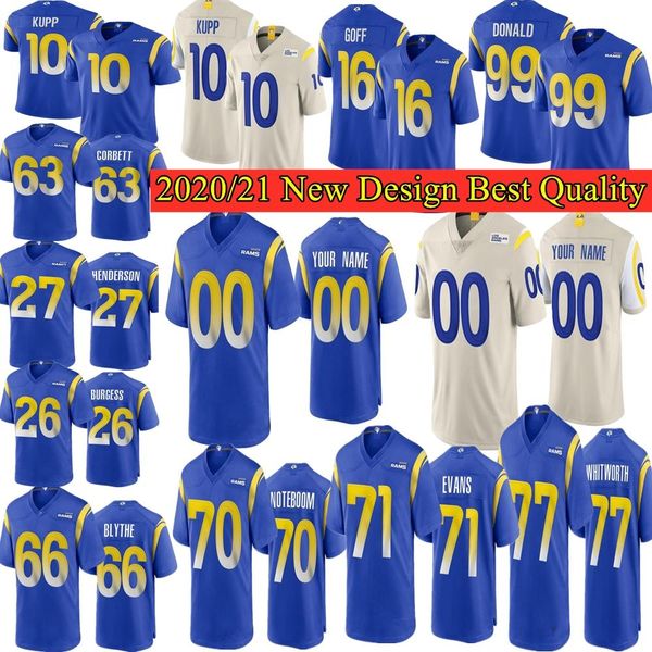 

college wear99 aaron donald 10 cooper kupp 16 jared goff 17 robert woods noteboom blythe corbett brockers evans henderson jersey, Black