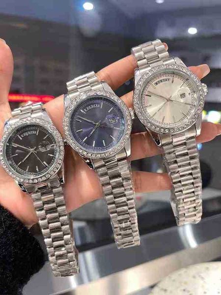 

roley moissanite datejust day-date designer watch fashionable men's classic wrist diamond shell steel belt strip ding face business dia, Slivery;brown